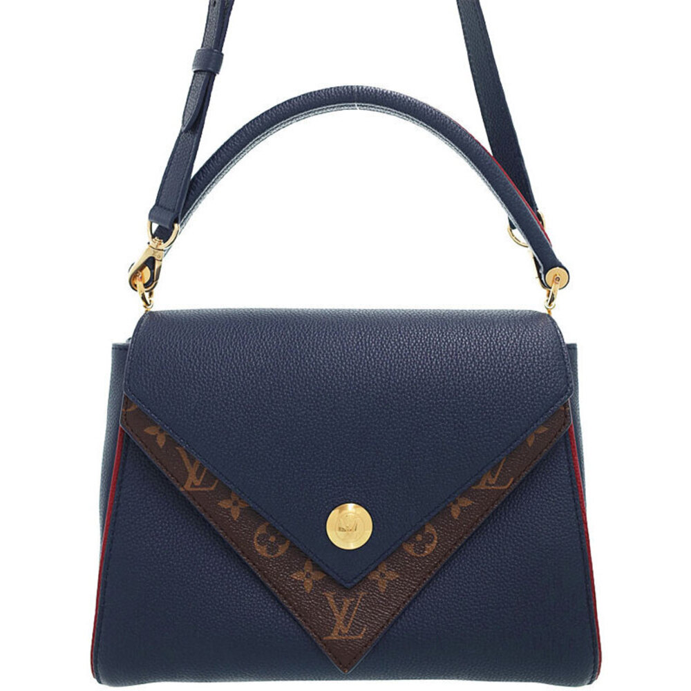 Louis Vuitton Grained Calfskin Monogram Double V 2way handbag Blue